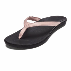 OluKai Ho‘ōpio - Petal Pink Metallic / Black -Comfort Shoes Wear Shop 20294 NK40 AMZ Ho opio PetalPinkMetallicBlack